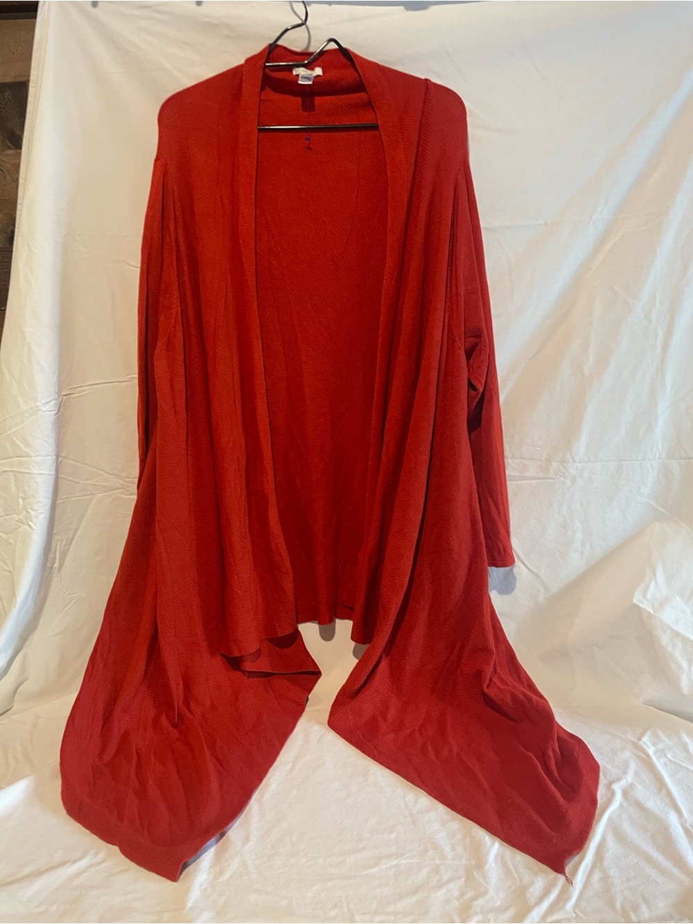 But y Orange Open-Front Draped Women's Cardigan Sweater longer front panels